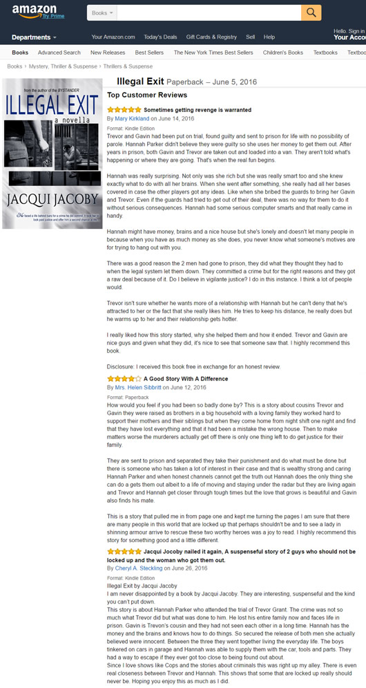 Illegal Exit review from Amazon